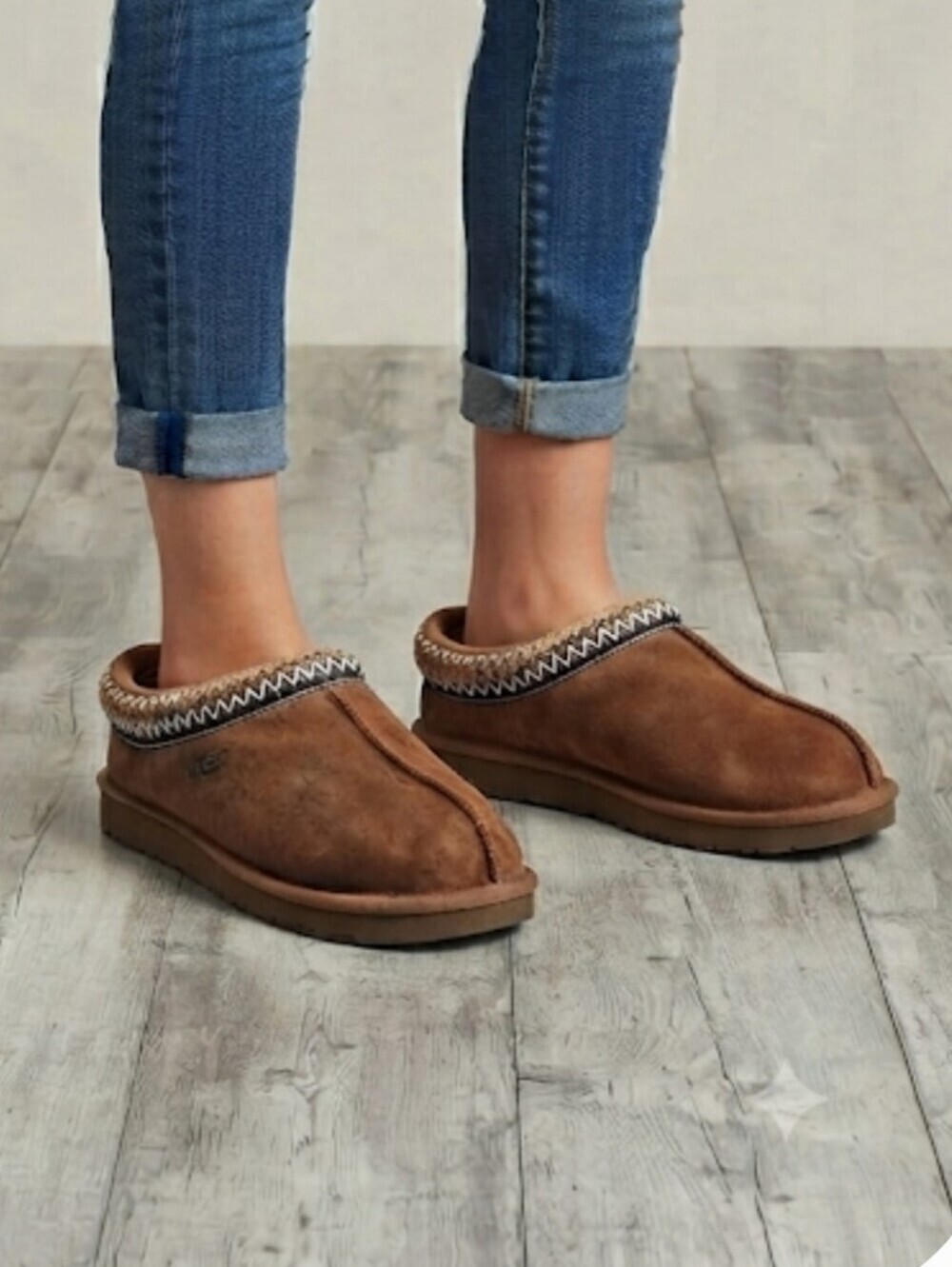 UGG Australia Women 5955 Tasman Chestnut Suede Shearling Clog Slippers Shoes 9
